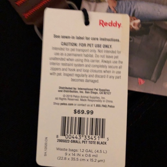 Reddy Canvas Dog Tote Carrier HEAVY DUTY with Built In Poop Bag Compartment NWT - Picture 4 of 9